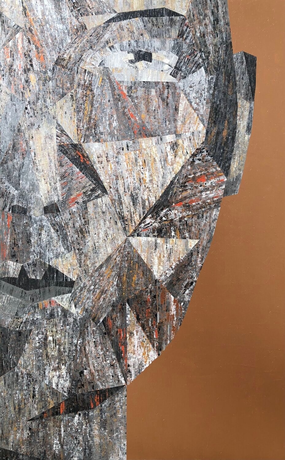 Présence X-I, peinture de Nadine Hardy, acrylique sur bois, 110 × 70 cm, 2022