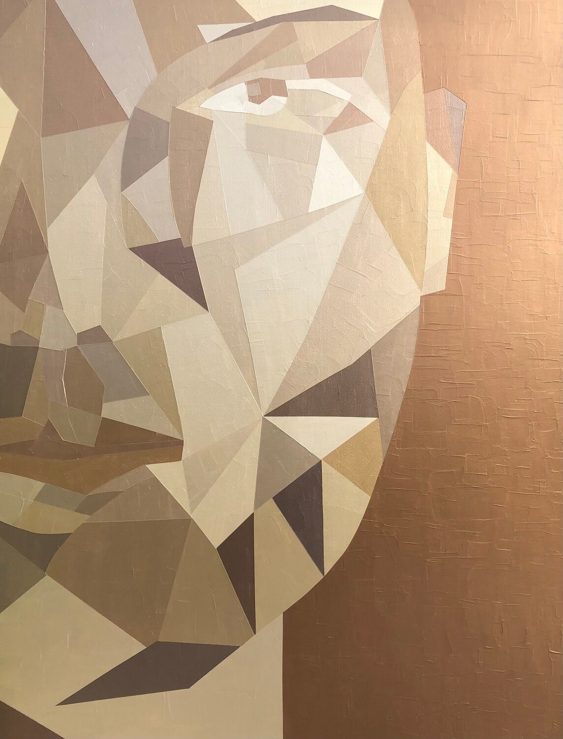 Présence X-II, peinture de Nadine Hardy, acrylique sur bois, 116 × 89 cm, 2022