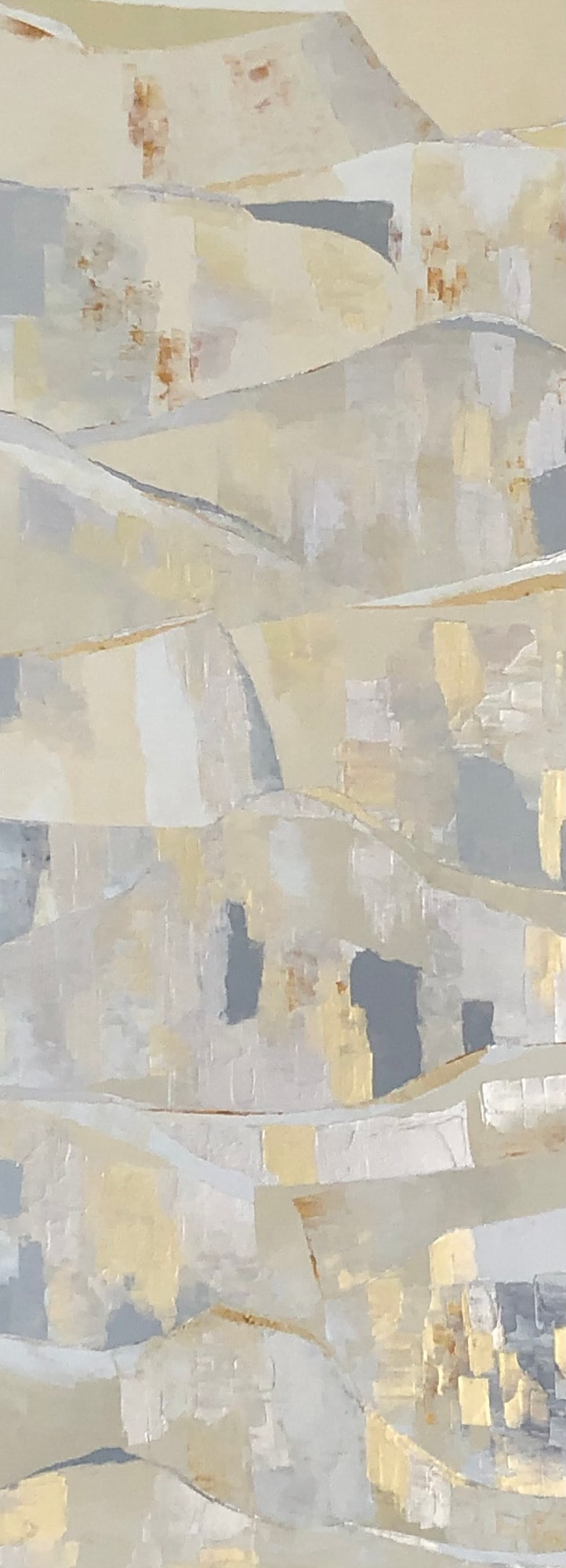Reflets, peinture de Nadine Hardy, acrylique sur bois, 80 × 30 cm, 2023