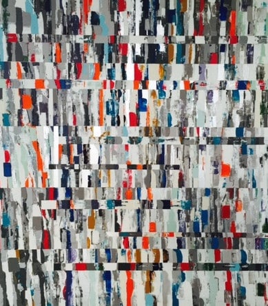 Rencontres, peinture de Nadine Hardy, acrylique sur bois, 122 × 109 cm, 2014