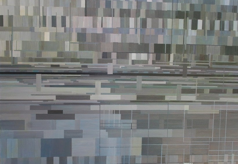 Réseau, peinture de Nadine Hardy, acrylique sur bois, 100 × 80 cm