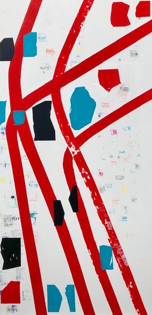 Sans Titre 21, peinture de Nadine Hardy, acrylique sur bois, 100 × 50 cm, 2021