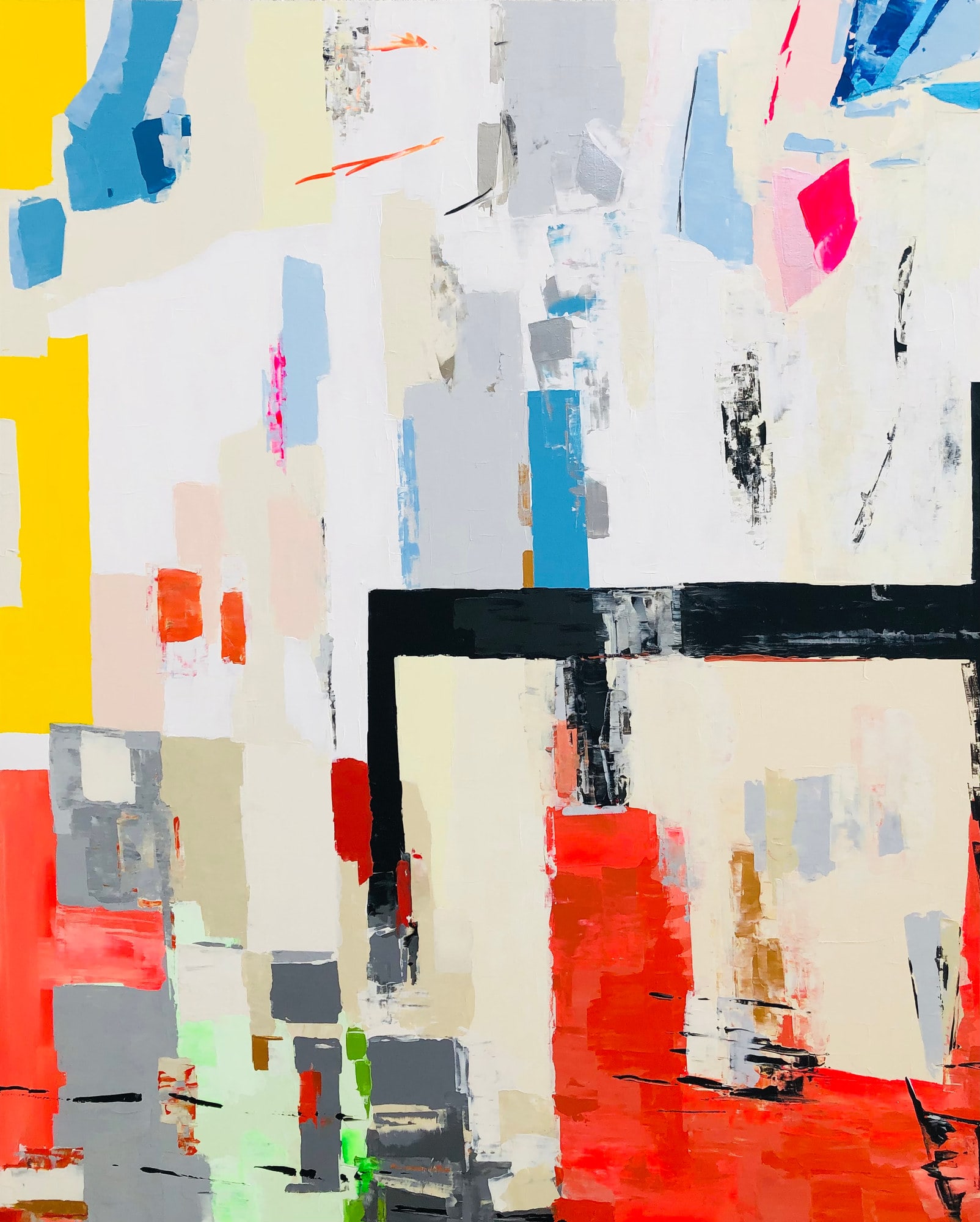 Sans titre 23, peinture de Nadine Hardy, acrylique sur bois, 100 × 79 cm, 2023