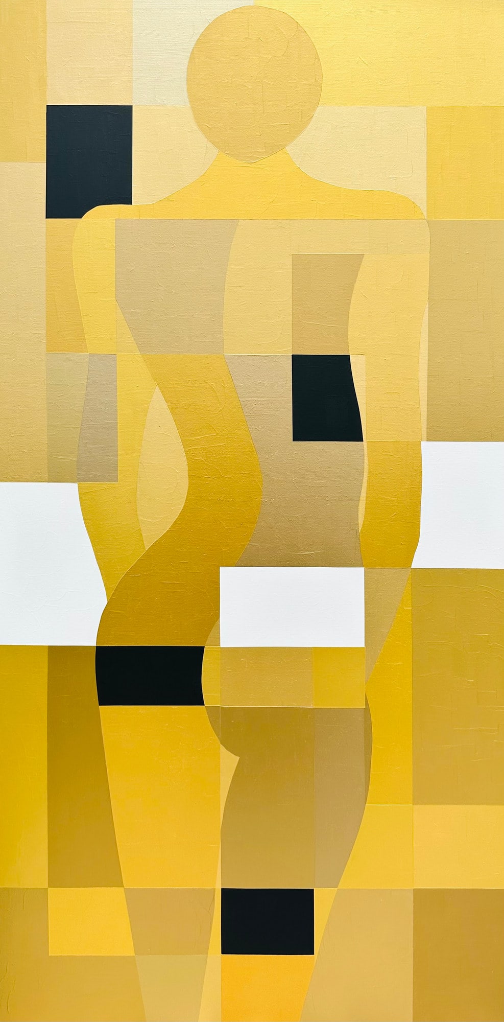 The enigmatic silhouette, peinture de Nadine Hardy, acrylique sur bois, 120 × 60 cm, 2023
