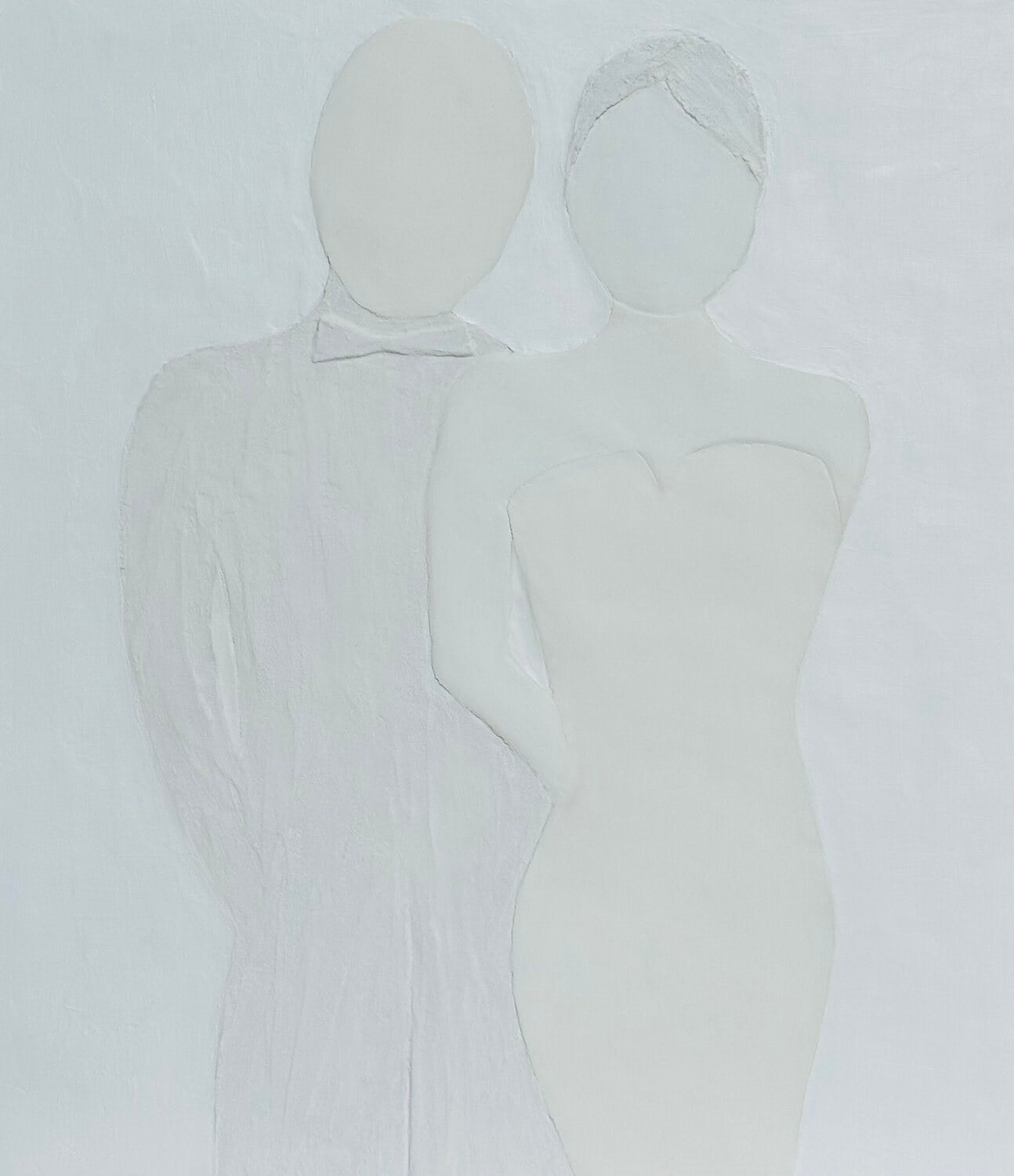 Union lumineuse, bas-relief de Nadine Hardy, technique mixte, 40 × 46 cm, 2025