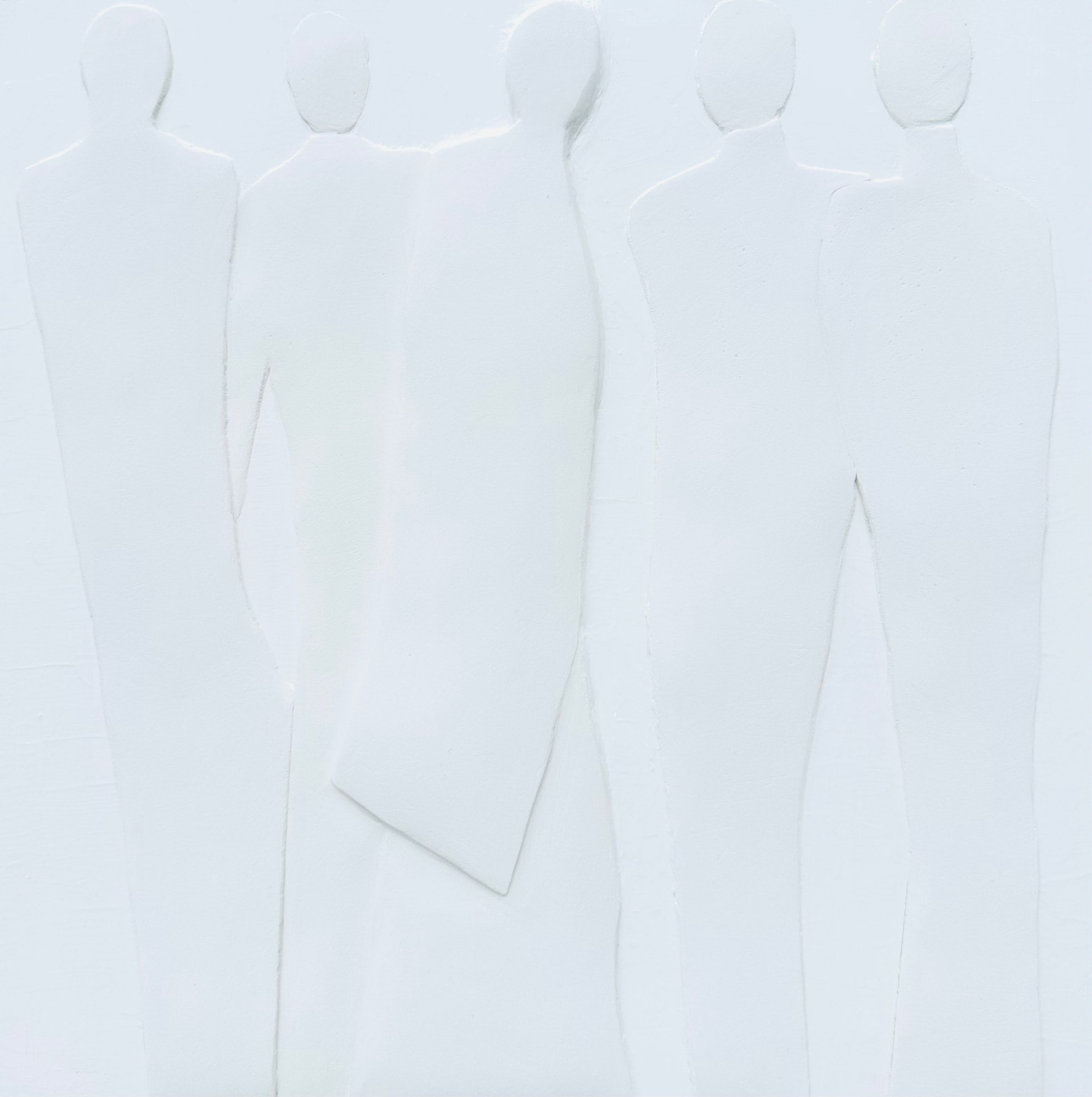 White motion, bas-relief de Nadine Hardy, technique mixte, 30 × 30 cm, 2025